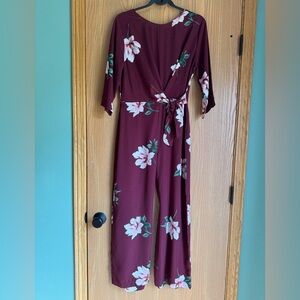 Lush Burgundy Floral Jumpsuit